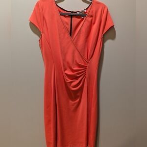 Kenneth Cole NY Stretch Faux Wrap Bodycon  Exposed Double Zipper Dress Size 10